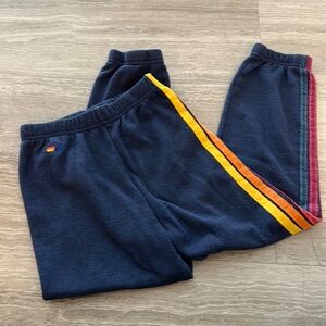 Aviator nation navy with rainbow stripe sweats